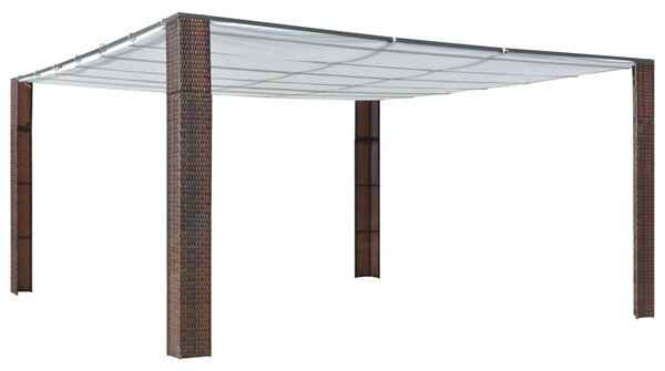 Sjenica s krovom od poliratana 400 x 400 x 200 cm smeđa i krem - Smeđa / 400 x 400 x 200 cm
