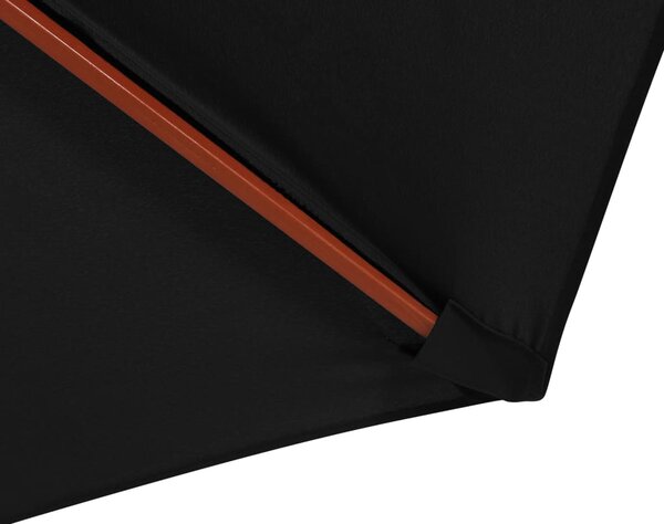 Suncobran s drvenim stupom 300 x 258 cm crni - Crna / N/A