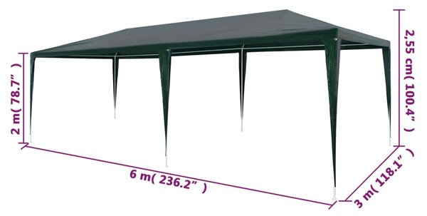 Šator za zabave 3 x 6 m PE zeleni - Zelena / 3 x 6 m