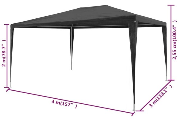 Šator za zabave 3 x 4 m PE antracit - Antracitno siva / 3 x 4 m