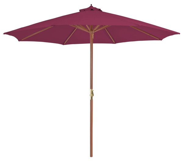 Vrtni suncobran s drvenom šipkom 300 cm bordo - Crvena / N/A