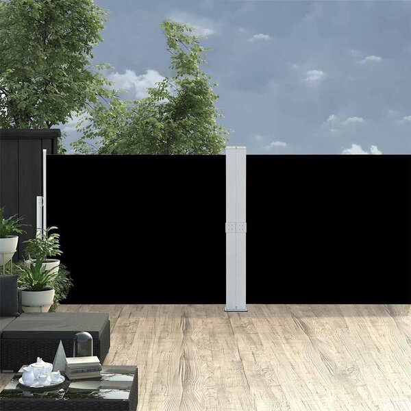 Uvlačiva bočna tenda za terasu 140 x 1200 cm crna - Crna / 140 x 1200 cm
