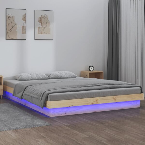 LED okvir kreveta 120 x 190 cm mali bračni od masivnog drva - Smeđa / 120 x 190 cm