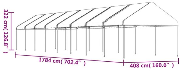 Sjenica s krovom bijela 17,84 x 4,08 x 3,22 m polietilen - Bijela / 17.84 x 4.08 x 3.22 m