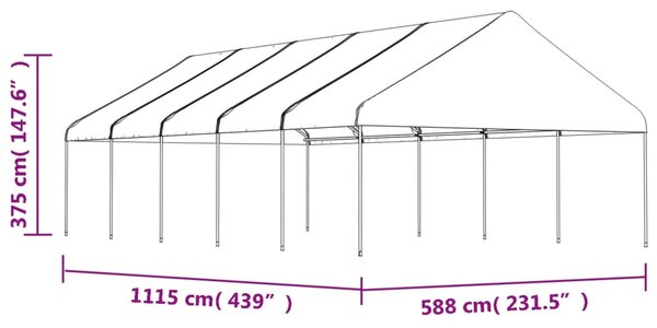 Sjenica s krovom bijela 11,15 x 5,88 x 3,75 m polietilen - Bijela / 11.15 x 5.88 x 3.75 m