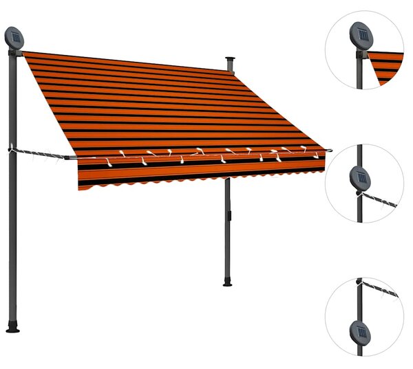Tenda na ručno uvlačenje s LED svjetlom 200 cm narančasto-smeđa - Šarena / N/A
