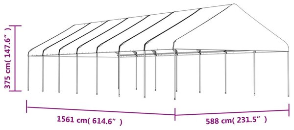 Sjenica s krovom bijela 15,61 x 5,88 x 3,75 m polietilen - Bijela / 15.61 x 5.88 x 3.75 m