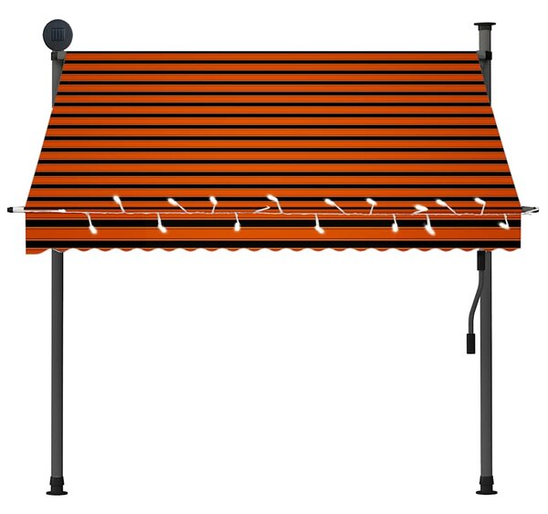 Tenda na ručno uvlačenje s LED svjetlom 200 cm narančasto-smeđa - Šarena / N/A