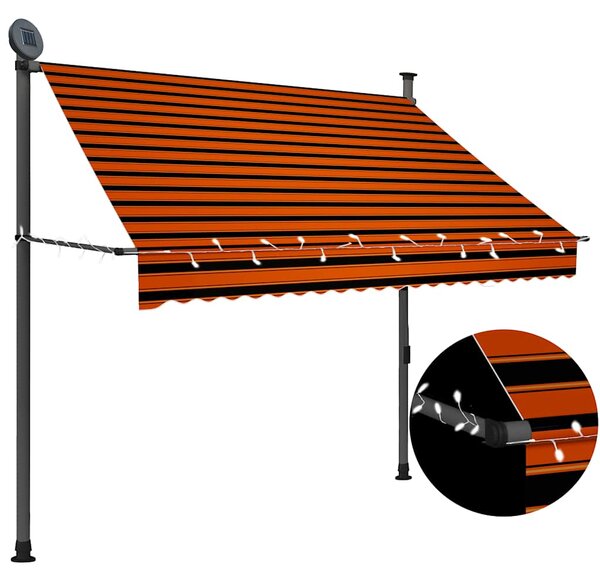 Tenda na ručno uvlačenje s LED svjetlom 200 cm narančasto-smeđa - Šarena / N/A