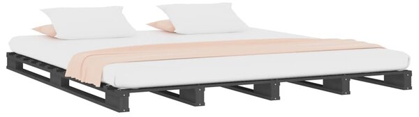 Krevet od paleta sivi 120x190 cm od masivne borovine bračni - Siva / 120 x 190 cm