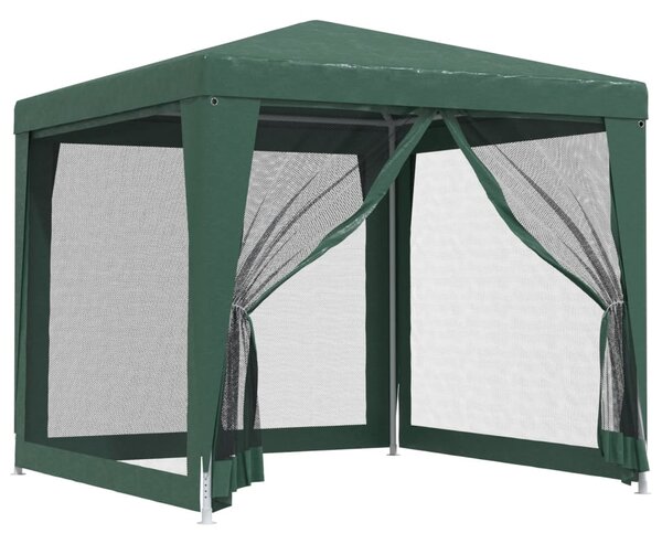 Šator za zabave s 4 mrežasta bočna zida zeleni 2,5 x 2,5 m HDPE - Zelena / 2.5 x 2.5 m