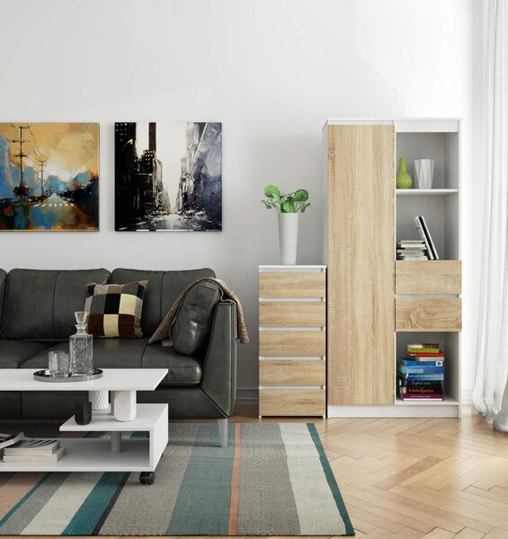 Komoda Cipriano III (bijela + hrast sonoma)