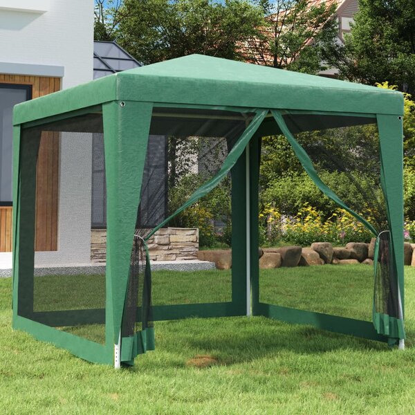 Šator za zabave s 4 mrežasta bočna zida zeleni 2,5 x 2,5 m HDPE - Zelena / 2.5 x 2.5 m