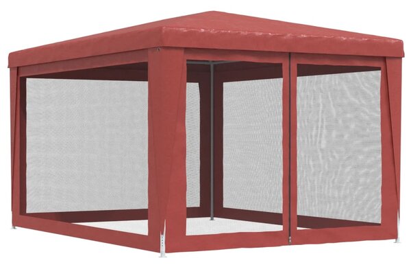 Šator za zabave s 4 mrežasta bočna zida crveni 3 x 4 m HDPE - Crvena / 3 x 4 m