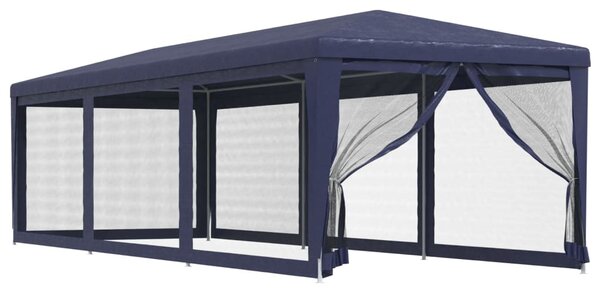 Šator za zabave s 8 mrežastih bočnih zidova plavi 3 x 9 m HDPE - Plava / 3 x 9 m