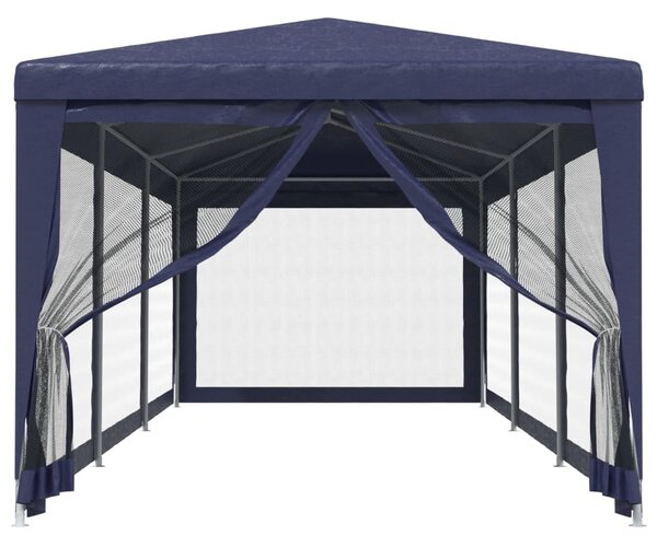 Šator za zabave s 8 mrežastih bočnih zidova plavi 3 x 9 m HDPE - Plava / 3 x 9 m