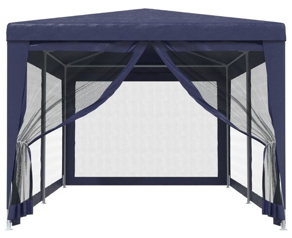 Šator za zabave sa 6 mrežastih bočnih zidova plavi 3 x 6 m HDPE - Plava / 3 x 6 m