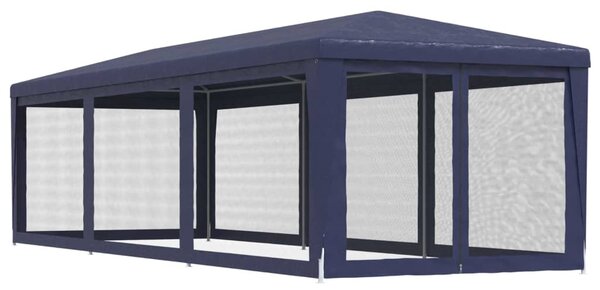 Šator za zabave s 8 mrežastih bočnih zidova plavi 3 x 9 m HDPE - Plava / 3 x 9 m
