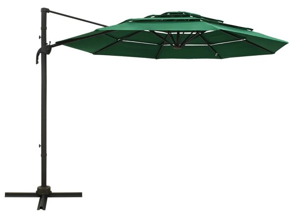 Vrtni suncobran s 4 razine i aluminijskim stupom 3 x 3 m zeleni - Zelena / N/A