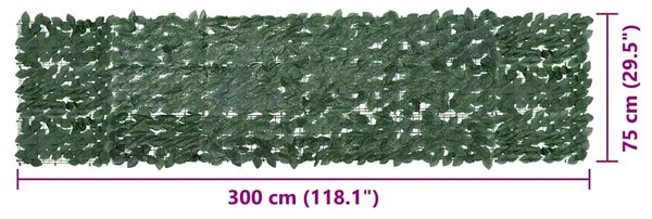 Balkonski zastor s tamnozelenim lišćem 300 x 75 cm - Zelena / 300 x 75 cm