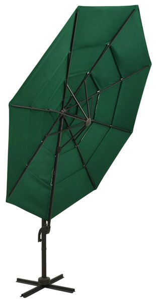 Vrtni suncobran s 4 razine i aluminijskim stupom 3 x 3 m zeleni - Zelena / N/A