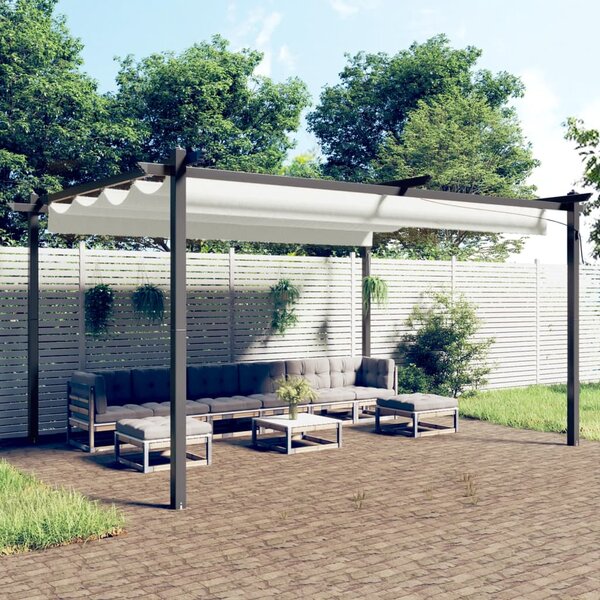 Vrtna sjenica s pomičnim krovom 4 x 3 m krem - Krema / 4 x 3 x 2.2 m