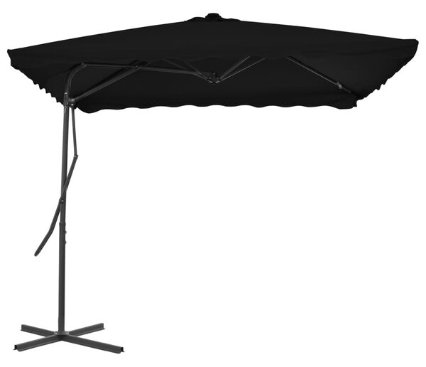 Vrtni suncobran s čeličnim stupom crni 250 x 250 x 230 cm - Crna / N/A