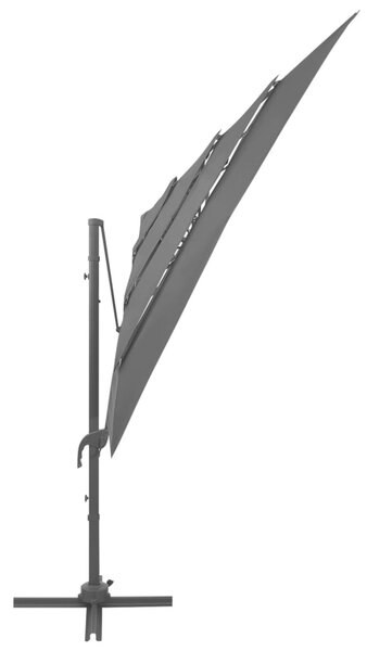 Vrtni suncobran s 4 razine i stupom 250 x 250 cm antracit - Antracitno siva / N/A