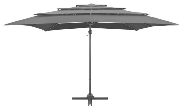 Vrtni suncobran s 4 razine i stupom 250 x 250 cm antracit - Antracitno siva / N/A