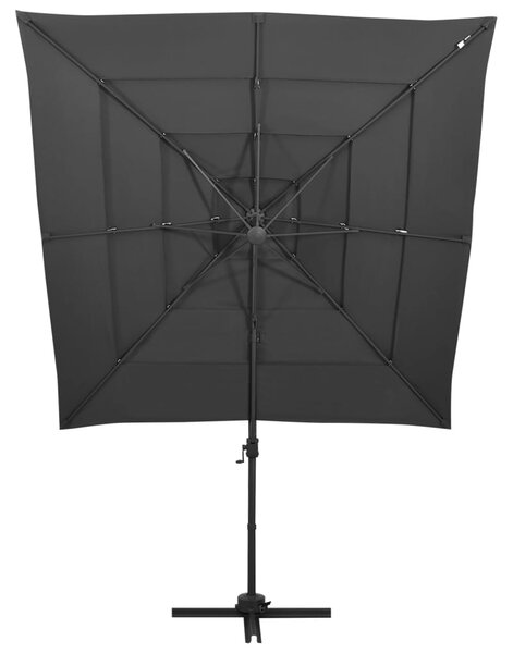 Vrtni suncobran s 4 razine i stupom 250 x 250 cm antracit - Antracitno siva / N/A