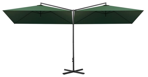 Dvostruki vrtni suncobran s čeličnim stupom zeleni 600 x 300 cm - Zelena / N/A
