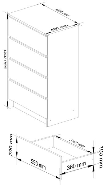 Komoda Kadir tip2 (hrast sonoma + bijela)