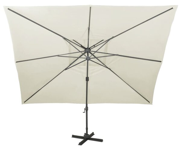 Konzolni vrtni suncobran s dvostrukim vrhom, boja pijeska 400x300 cm - Bež / 300 x 400 cm