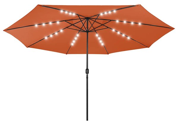 Vrtni suncobran s LED svjetlima 400 cm terakota - Smeđa / N/A