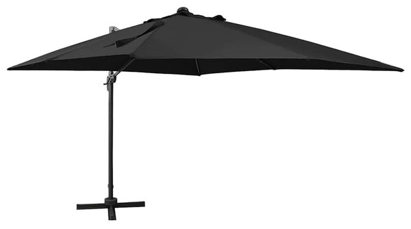 Konzolni vrtni suncobran sa stupom i LED svjetlima 300 cm crni - Crna / N/A