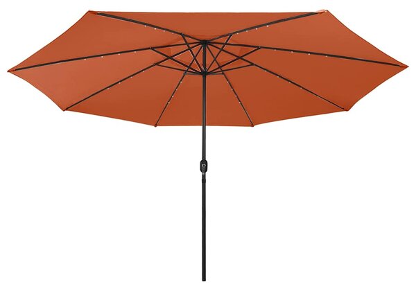Vrtni suncobran s LED svjetlima 400 cm terakota - Smeđa / N/A