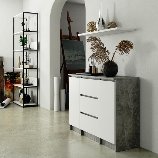 Komoda Kalista VI (beton + bijela)