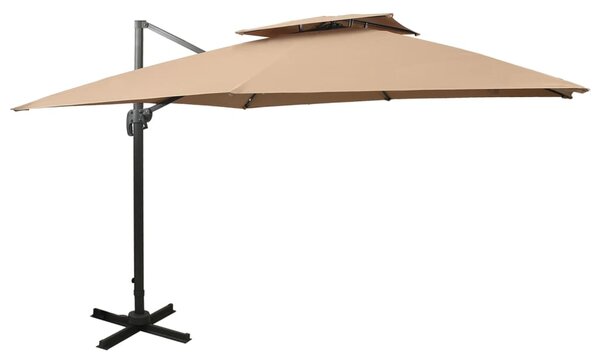 Konzolni vrtni suncobran s dvostrukim vrhom 300x300 cm taupe - Tupe / 300 x 300 cm