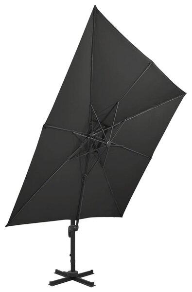 Konzolni vrtni suncobran s dvostrukim vrhom 300 x 300 cm crni - Crna / 300 x 300 cm