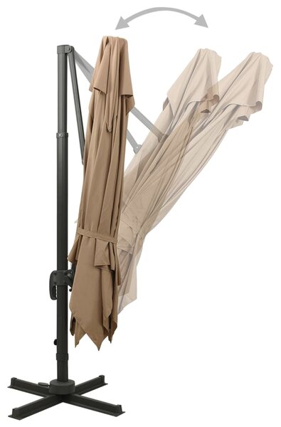 Konzolni vrtni suncobran s dvostrukim vrhom 300x300 cm taupe - Tupe / 300 x 300 cm