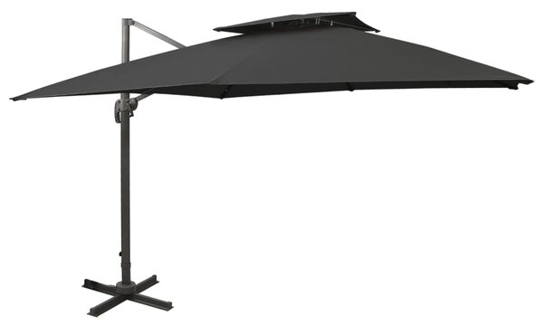 Konzolni vrtni suncobran s dvostrukim vrhom 300 x 300 cm crni - Crna / 300 x 300 cm