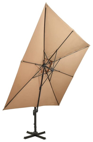 Konzolni vrtni suncobran s dvostrukim vrhom 300x300 cm taupe - Tupe / 300 x 300 cm
