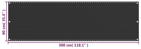 Balkonski zastor antracit 90 x 300 cm HDPE - Antracitno siva / 90 x 300 cm