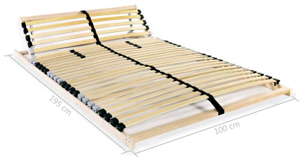 Podnica za krevet s 28 letvica i 7 zona 100 x 200 cm - Smeđa / 100 x 200 cm