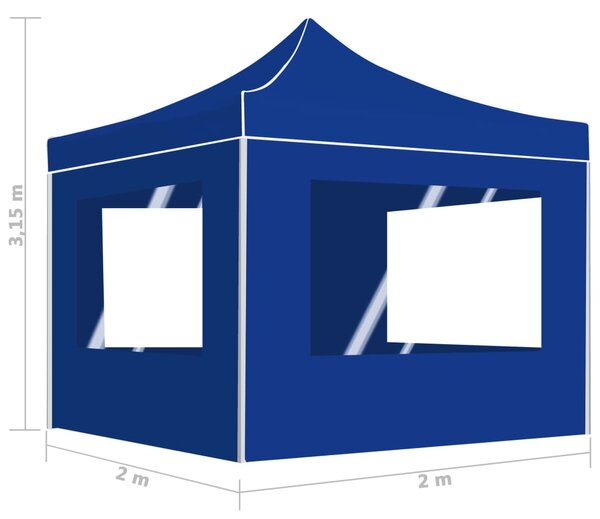 Sklopivi šator za zabave sa zidovima aluminijski 2 x 2 m plavi - Plava / N/A