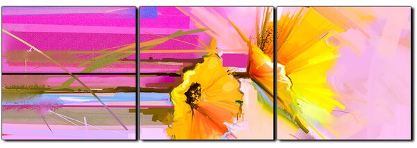 Slika na platnu - Apstraktna slika, reprodukcija proljetnog cvijeća - panorama 5269B (90x30 cm)