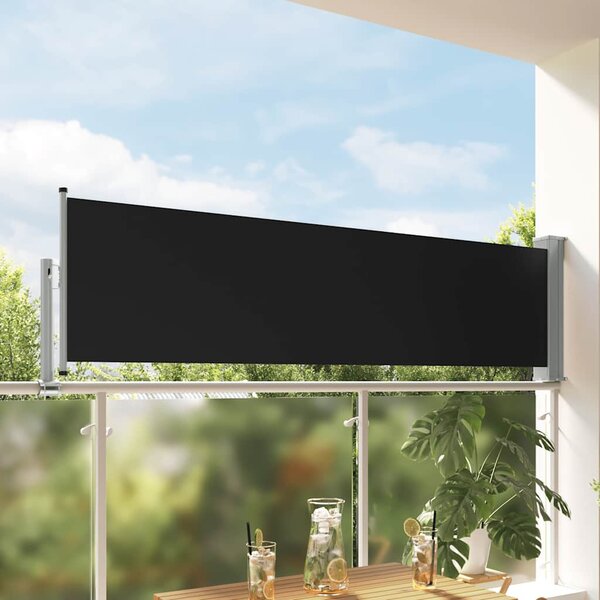 Uvlačiva bočna tenda za terasu 80 x 300 cm crna - Crna / 80 x 300 cm