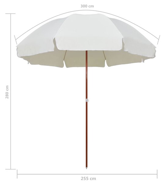 Vrtni suncobran s čeličnim stupom 300 cm boja pijeska - Bež / 300 cm