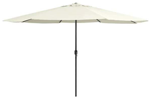 Vrtni suncobran s metalnim stupom 390 cm pješčano bijeli - Bijela / N/A