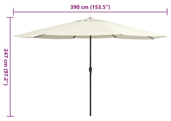 Vrtni suncobran s metalnim stupom 390 cm pješčano bijeli - Bijela / N/A
